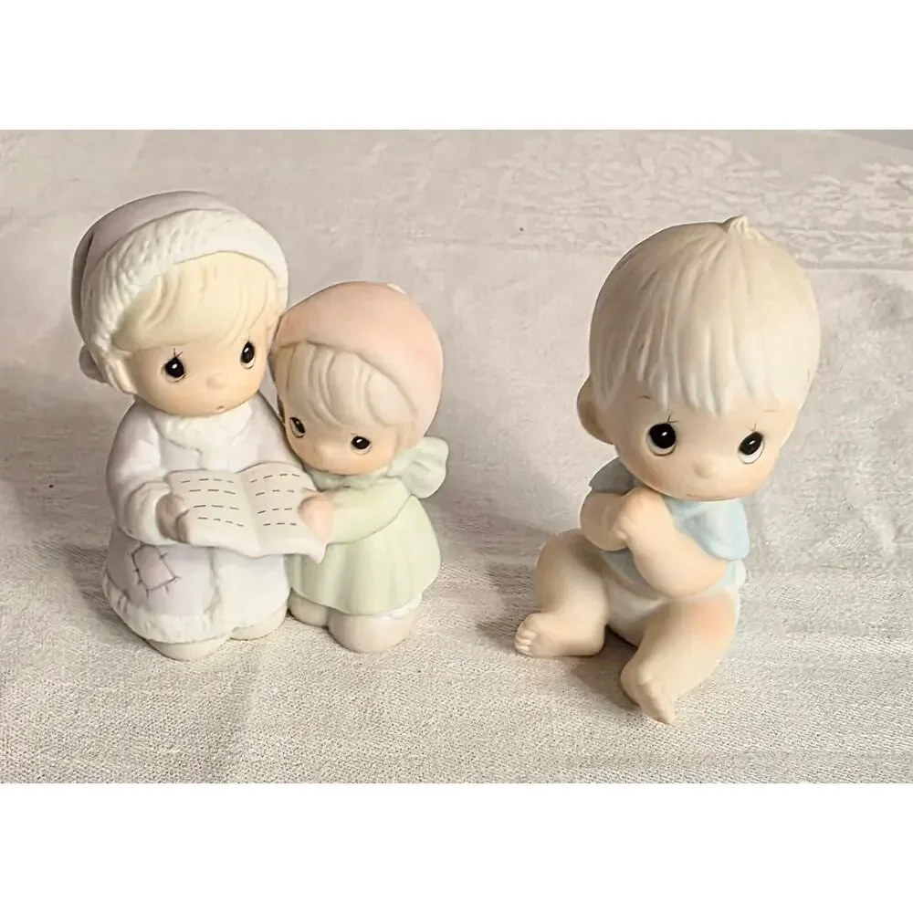Pair Vtg. Precious Moments Figurines Baby Boy 1983 Aunt Ruth & Aunt Dorothy 1992